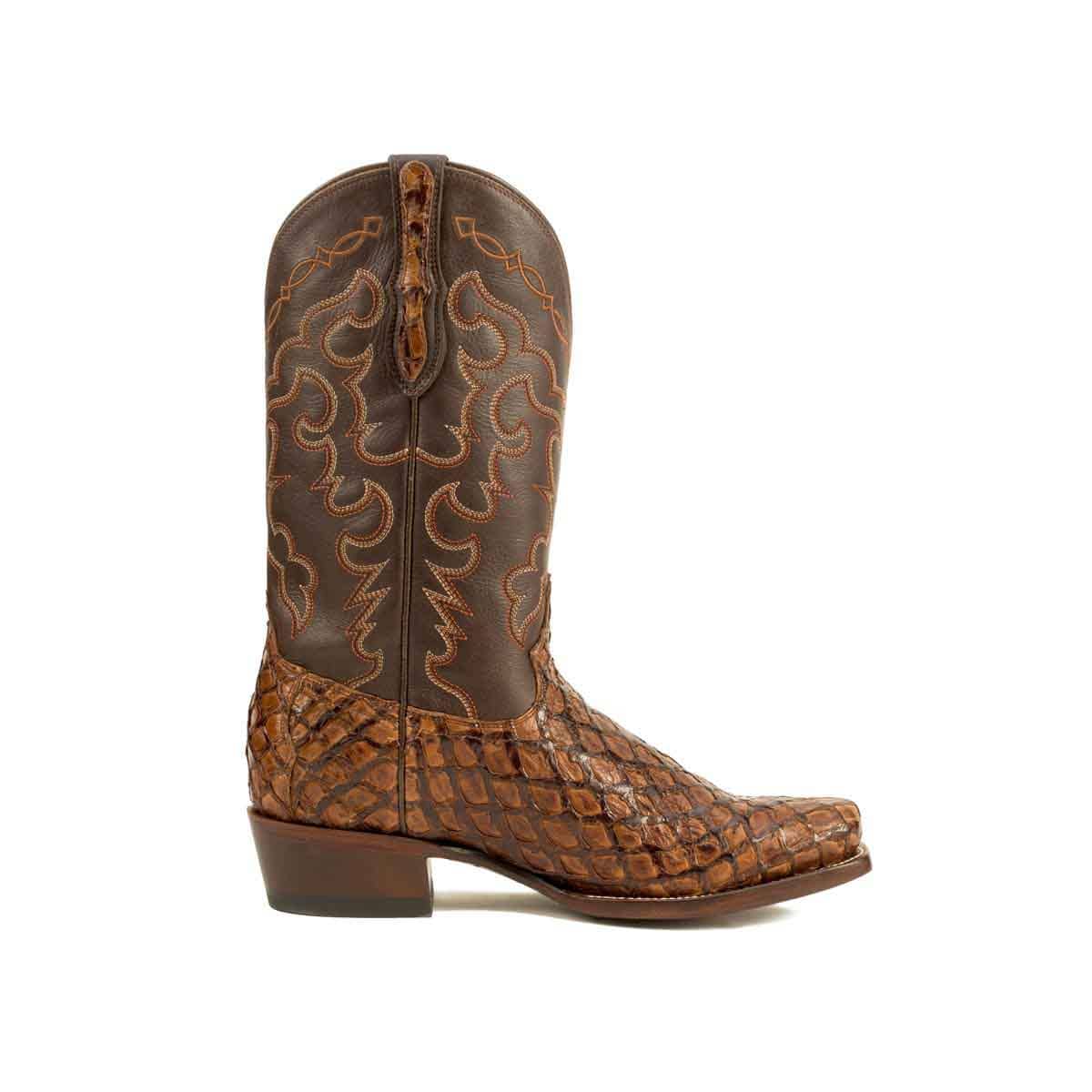 Rujo Boots Pirarucu Fish Rujo Boots Men's The Darin Auburn Pirarucu Fish Boots