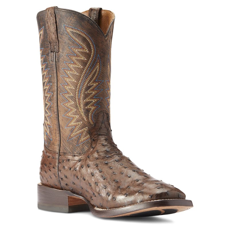 Ariat Men s Gallup Mocha Full Quill Ostrich Square Toe Exotic Western Russell s Western Wear Inc