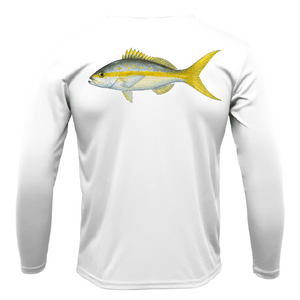 Saltwater Born Shirts M / WHITE Siesta Key Yellowtail Long Sleeve UPF 50+ Dry-Fit Shirt