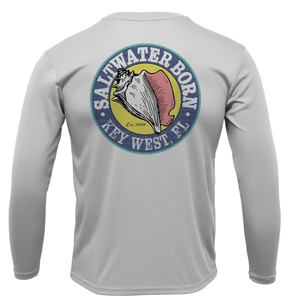 Saltwater Born Shirts Orange and Blue Key West, FL Long Sleeve UPF 50+ Dry-Fit Shirt