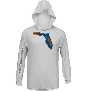 Saltwater Born Shirts Orange and Blue Long Sleeve UPF 50+ Dry-Fit Hoodie