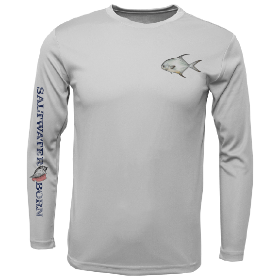 Saltwater Born Shirts Permit on Chest Long Sleeve UPF 50+ Dry-Fit Shirt