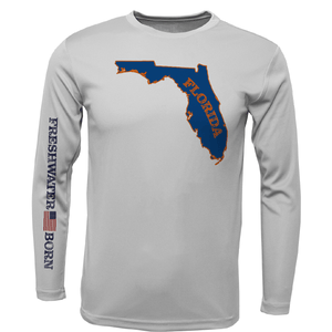 Saltwater Born Shirts S / SILVER Orange and Blue Freshwater Born Men's Long Sleeve UPF 50+ Dry-Fit Shirt