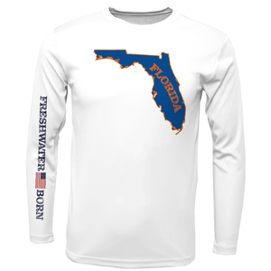 Saltwater Born Shirts S / WHITE Orange and Blue Freshwater Born Men's Long Sleeve UPF 50+ Dry-Fit Shirt