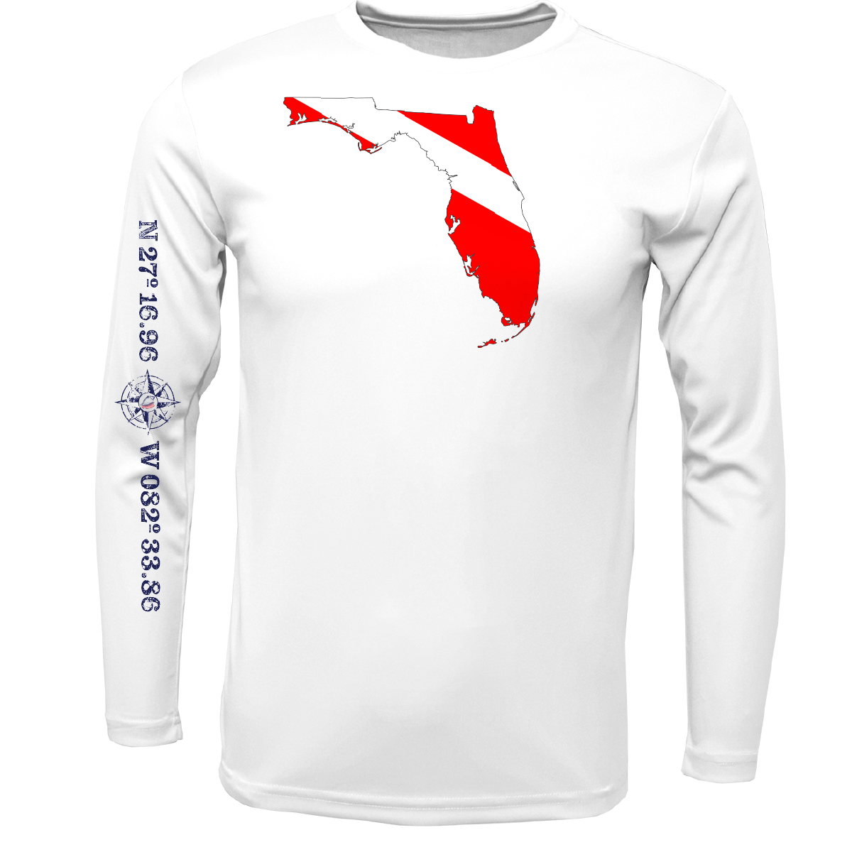 Saltwater Born Shirts S / WHITE Siesta Key, FL Florida Diver Long Sleeve UPF 50+ Dry-Fit Shirt