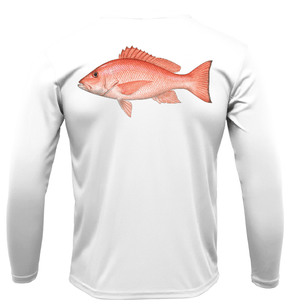 Saltwater Born Shirts S / WHITE Siesta Key Snapper Long Sleeve UPF 50+ Dry-Fit Shirt