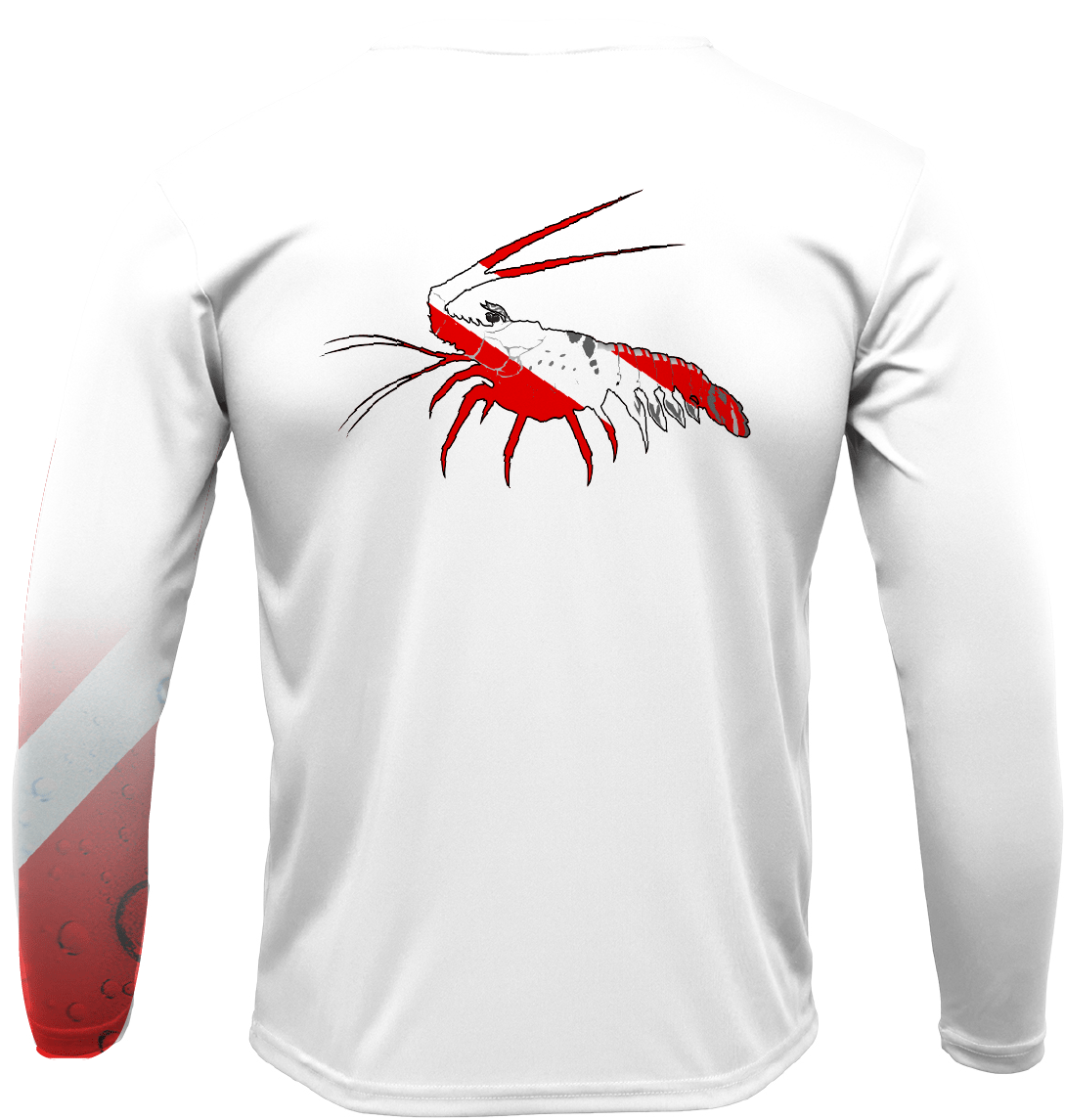 Saltwater Born Shirts Siesta Key, FL Lobster with Scuba Sleeve LS UPF 50+ Dry-Fit Shirt