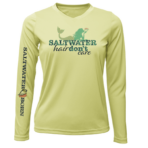 Saltwater Born Shirts Siesta Key "Saltwater Hair...Don't Care" Long Sleeve UPF 50+ Dry-Fit Shirt