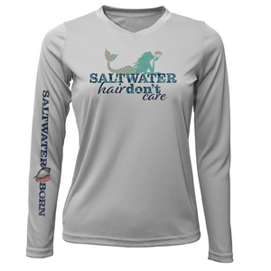 Saltwater Born Shirts Siesta Key "Saltwater Hair...Don't Care" Long Sleeve UPF 50+ Dry-Fit Shirt