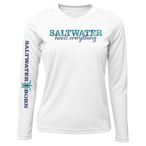 Saltwater Born Shirts XS / WHITE Siesta Key "Saltwater Heals Everything" Long Sleeve UPF 50+ Dry-Fit Shirt