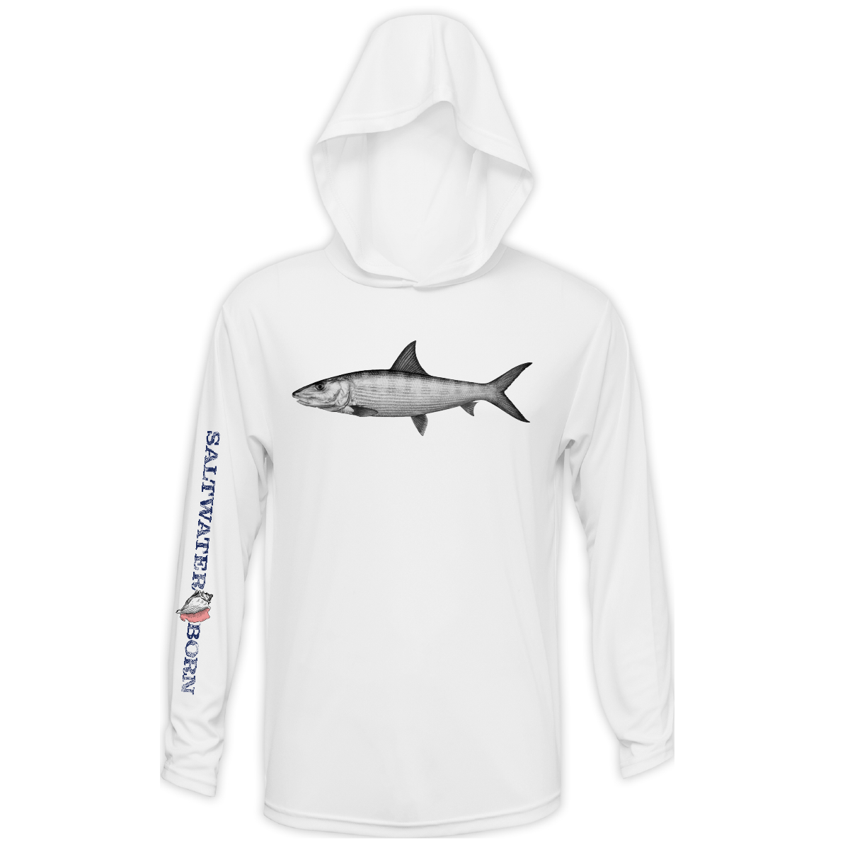 Bonefish Long Sleeve UPF 50+ Dry-Fit Hoodie in Silver | Size 2XL