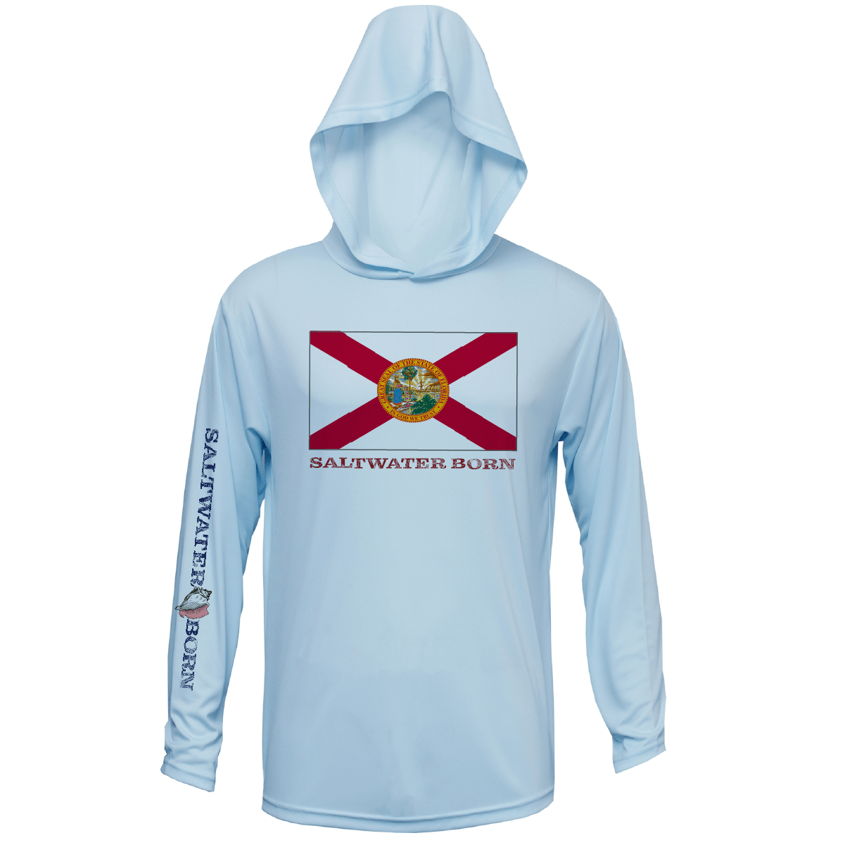 Saltwater Born UPF 50+ Hoodies Florida Flag Boys and Girls Long Sleeve UPF 50+ Dry-Fit Hoody