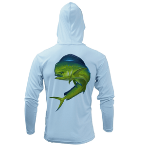 Saltwater Born UPF 50+ Hoodies Key West, FL Action Mahi Long Sleeve UPF 50+ Dry-Fit Hoodie