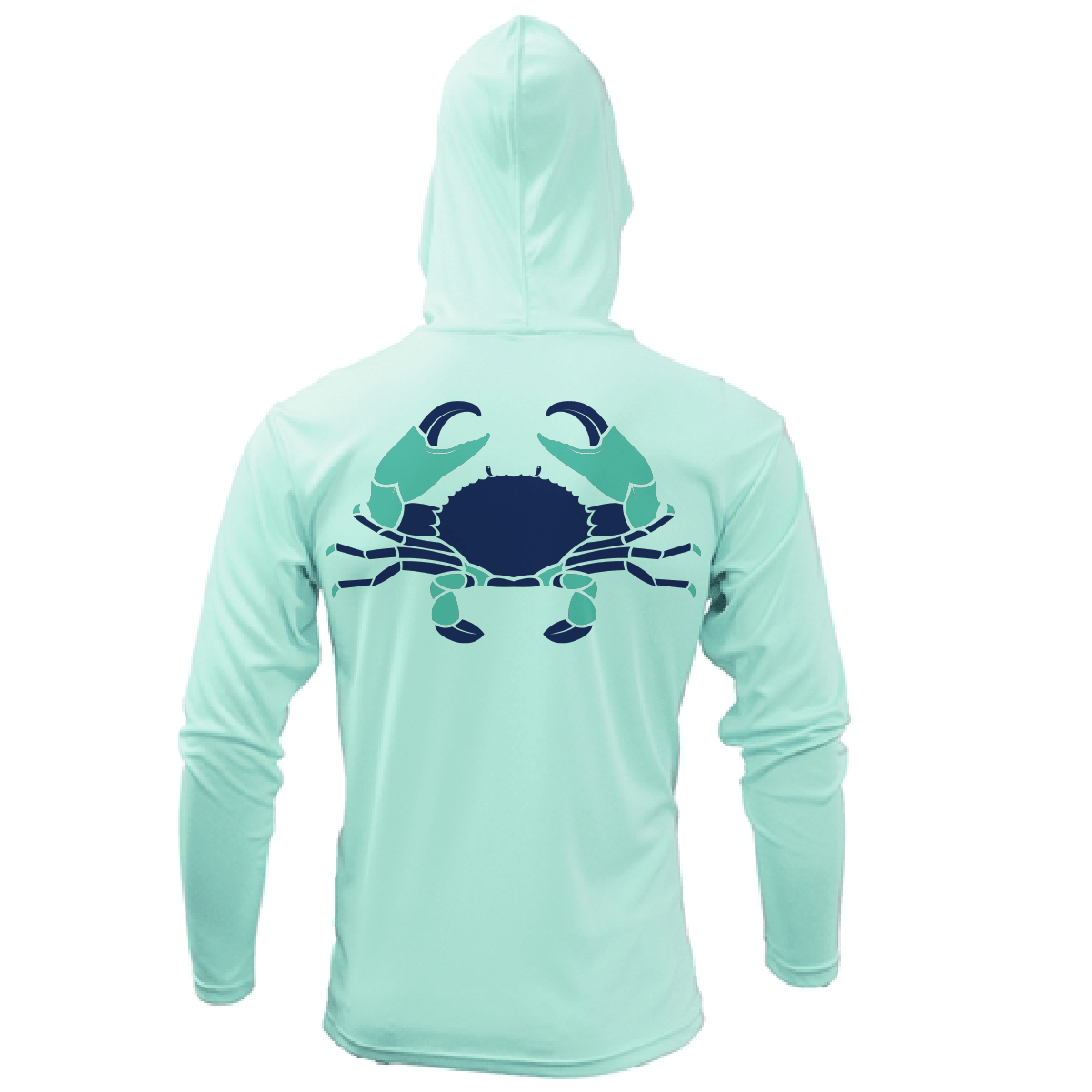 Saltwater Born UPF 50+ Hoodies M / SEAFOAM Key West, FL Stone Crab Long Sleeve UPF 50+ Dry-Fit Hoodie