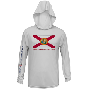 Saltwater Born UPF 50+ Hoodies M / SILVER Florida Flag Long Sleeve UPF 50+ Dry-Fit Hoodie