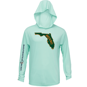 Saltwater Born UPF 50+ Hoodies Miami Orange and Green Long Sleeve UPF 50+ Dry-Fit Hoodie