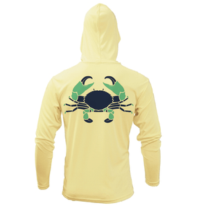 Saltwater Born UPF 50+ Hoodies S / Canary Key West, FL Stone Crab Long Sleeve UPF 50+ Dry-Fit Hoodie