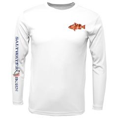 Grouper Scale Sleeve Shirt - SurfMonkey - Performance Shirts - Fishing Shirt 3X - Large / White