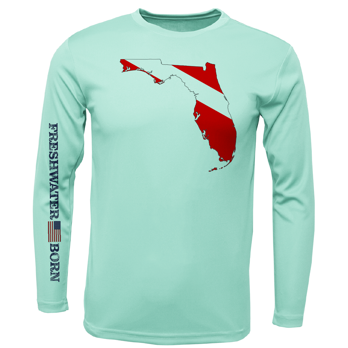 Saltwater Born UPF 50+ Long Sleeve Florida Diver Freshwater Born Men's Long Sleeve UPF 50+ Dry-Fit Shirt