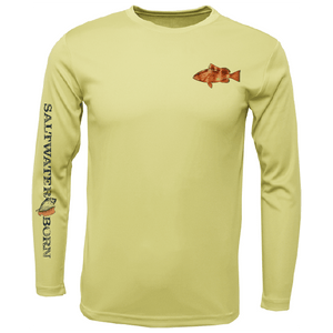 Saltwater Born UPF 50+ Long Sleeve Grouper on Chest Long Sleeve UPF 50+ Dry-Fit Shirt