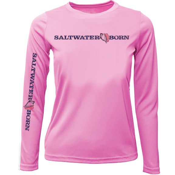 B3S2501327 Bullzye Ladies Reef L/S Fishing Shirt Pink/Navy