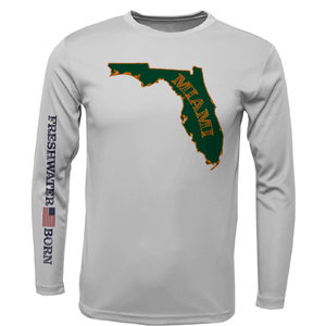 Saltwater Born UPF 50+ Long Sleeve M / SILVER Miami Orange and Green Freshwater Born Men's Long Sleeve UPF 50+ Dry-Fit Shirt