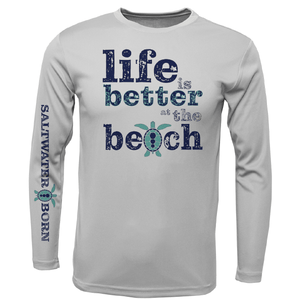 Saltwater Born UPF 50+ Long Sleeve Men's Clean "Life Is Better At The Beach" Turtle Long Sleeve UPF 50+ Dry-Fit Shirt