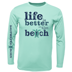 Saltwater Born UPF 50+ Long Sleeve Men's Clean "Life Is Better At The Beach" Turtle Long Sleeve UPF 50+ Dry-Fit Shirt