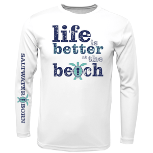 Saltwater Born UPF 50+ Long Sleeve Men's Clean "Life Is Better At The Beach" Turtle Long Sleeve UPF 50+ Dry-Fit Shirt