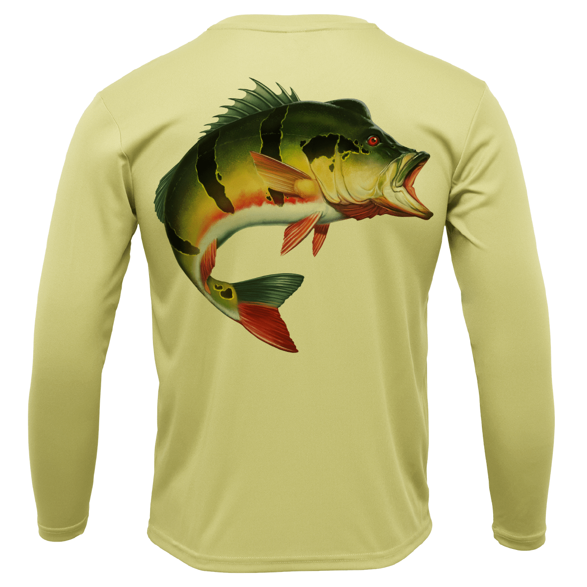 Saltwater Born UPF 50+ Long Sleeve Miami, FL Freshwater Born Peacock Bass Men's Long Sleeve UPF 50+ Dry-Fit Shirt