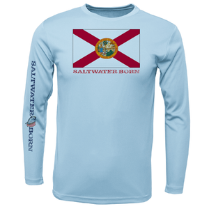 Saltwater Born UPF 50+ Long Sleeve S / ICE BLUE Key West, FL Florida Flag Long Sleeve UPF 50+ Dry-Fit Shirt