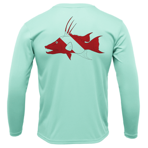 Saltwater Born UPF 50+ Long Sleeve S / SEAFOAM Florida Keys Hogfish Diver