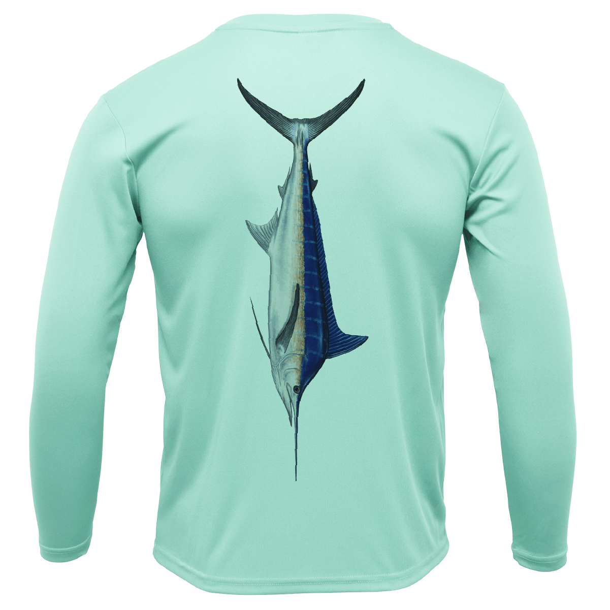 Key West, fl Marlin Long Sleeve UPF 50+ Dry-Fit Shirt in Ice Blue | Size Medium