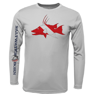 Saltwater Born UPF 50+ Long Sleeve S / SILVER Key West, FL Hogfish Diver Long Sleeve UPF 50+ Dry-Fit Shirt