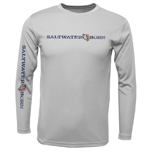 Saltwater Born UPF 50+ Long Sleeve S / SILVER Key West, FL Saltwater Born Linear Logo Long Sleeve UPF 50+ Dry-Fit Shirt