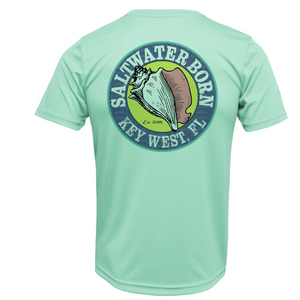 Saltwater Born UPF 50+ Short Sleeve Key West, FL Mahi on Chest Short Sleeve UPF 50+ Dry-Fit Shirt