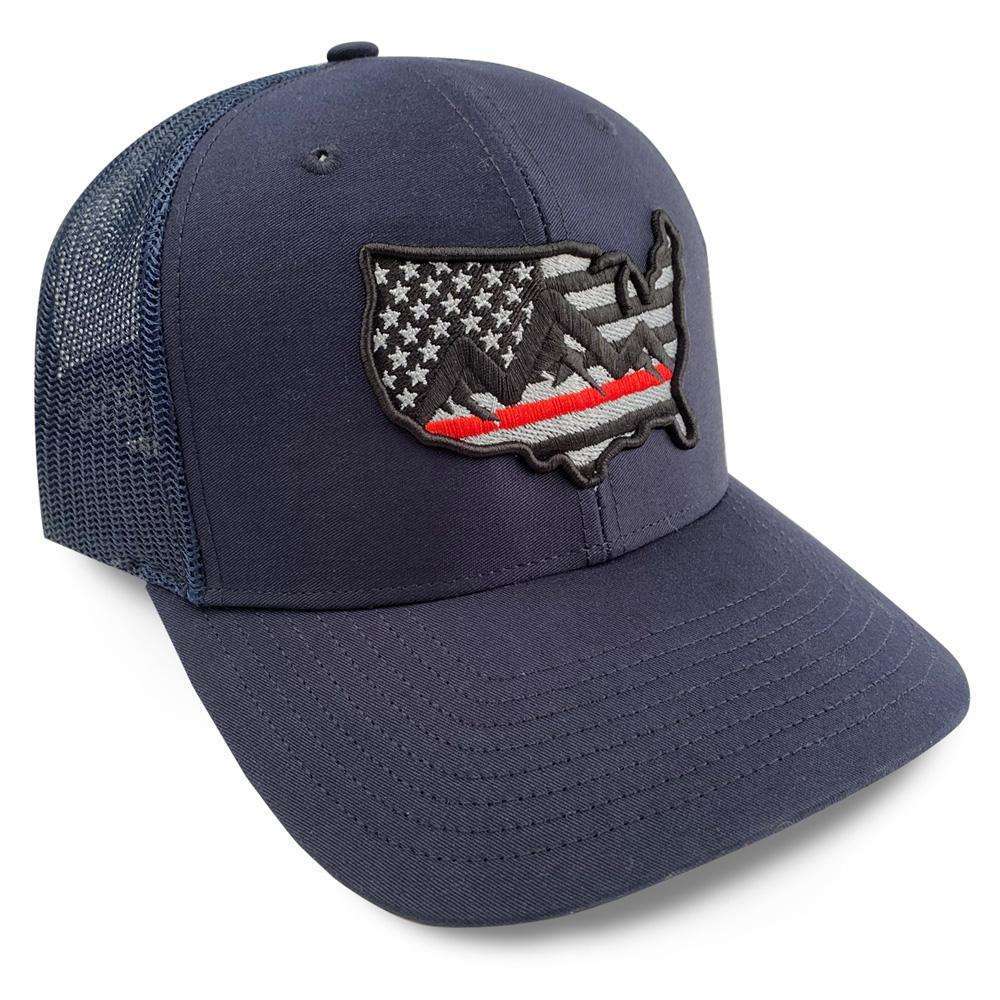 STATE HOMEGROWN Hats Navy Thin Red Line Trucker Hat