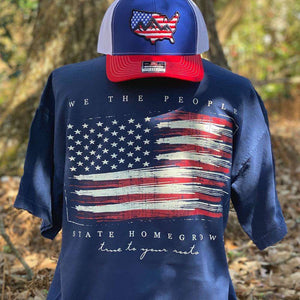 State Homegrown Short Sleeves Navy / Small We The People Flag Pocket Tee - Comfort Color