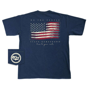 State Homegrown Short Sleeves We The People Flag Pocket Tee - Comfort Color