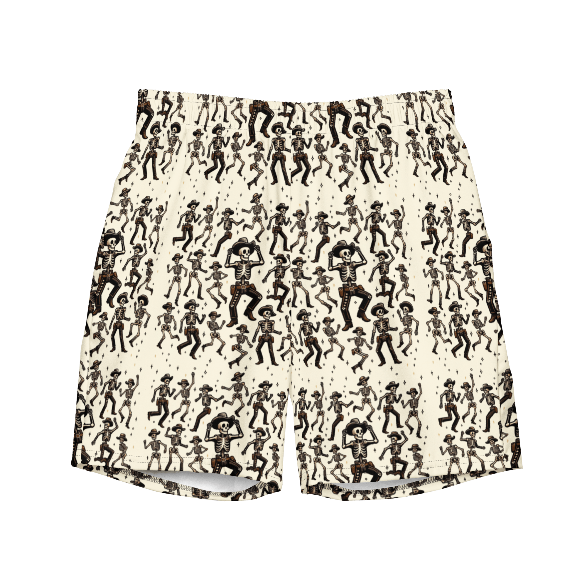 Texas Eclipse Outfitters 2XS Ghostly Hoedown: Dancing Cowboy Skeleton Swim Trunks