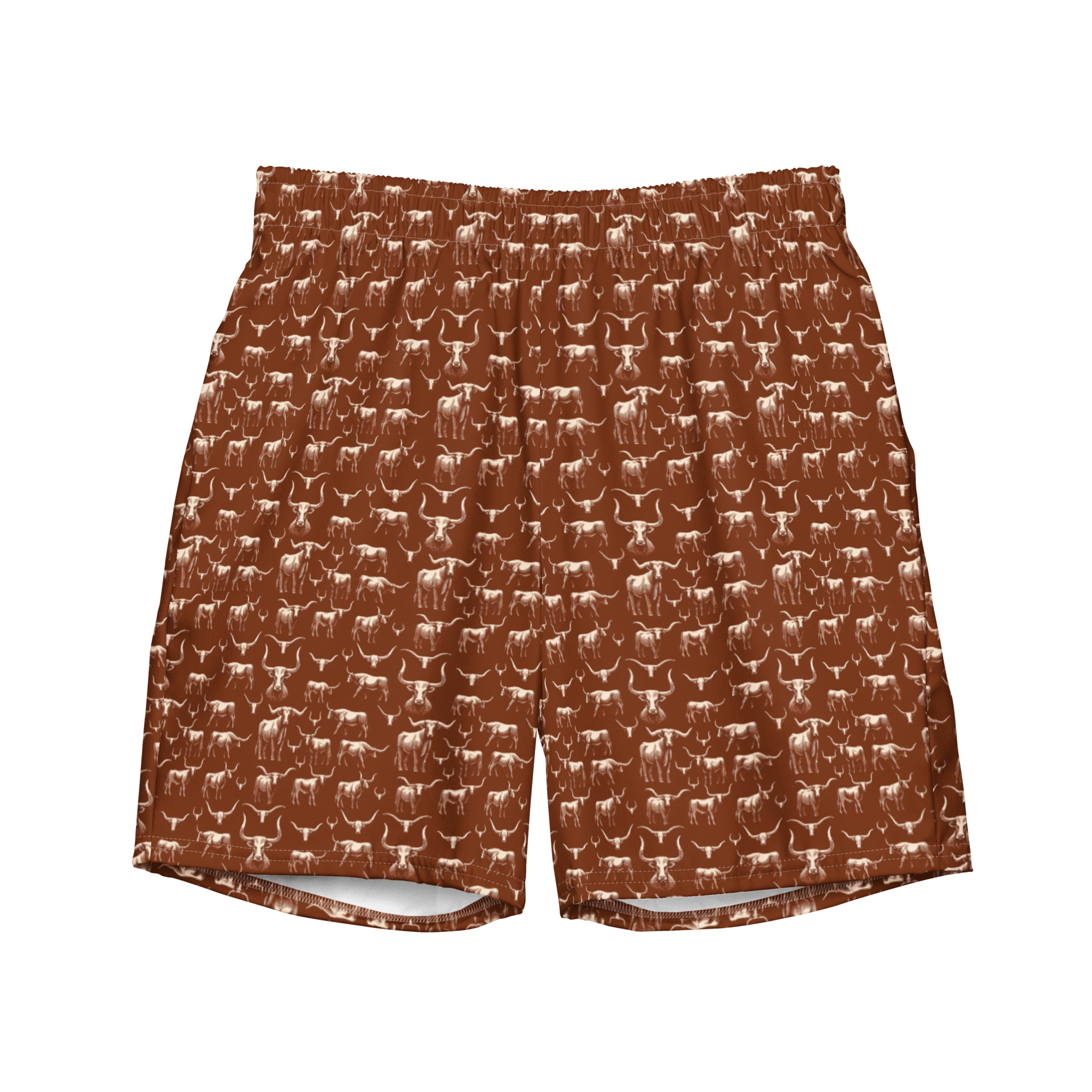 Texas Eclipse Outfitters 2XS Wild Steer: Fiery Longhorn Swim Trunks