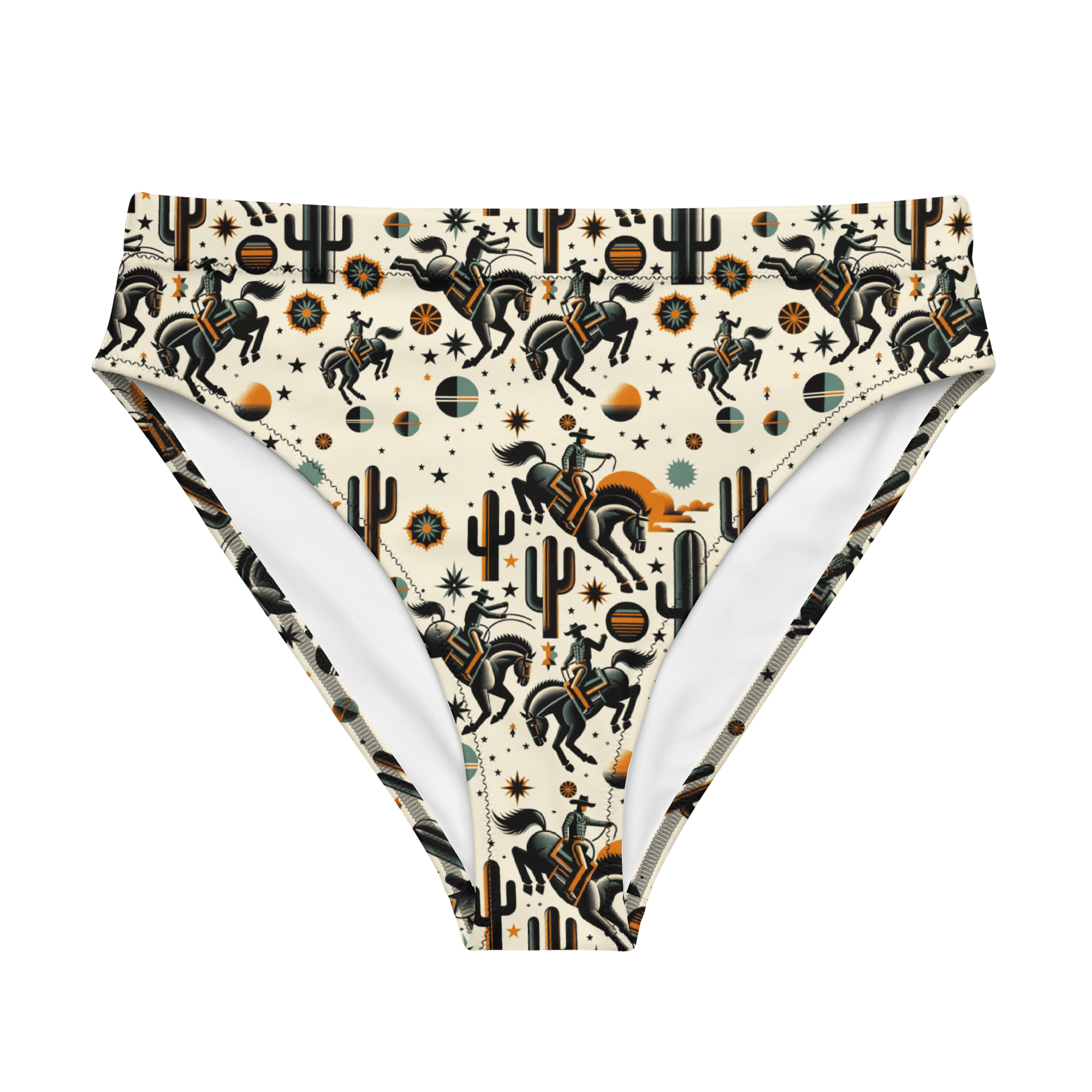 Texas Eclipse Outfitters XS Cosmic Rodeo: Bucking Space Bronco High-Waisted Bikini Bottom