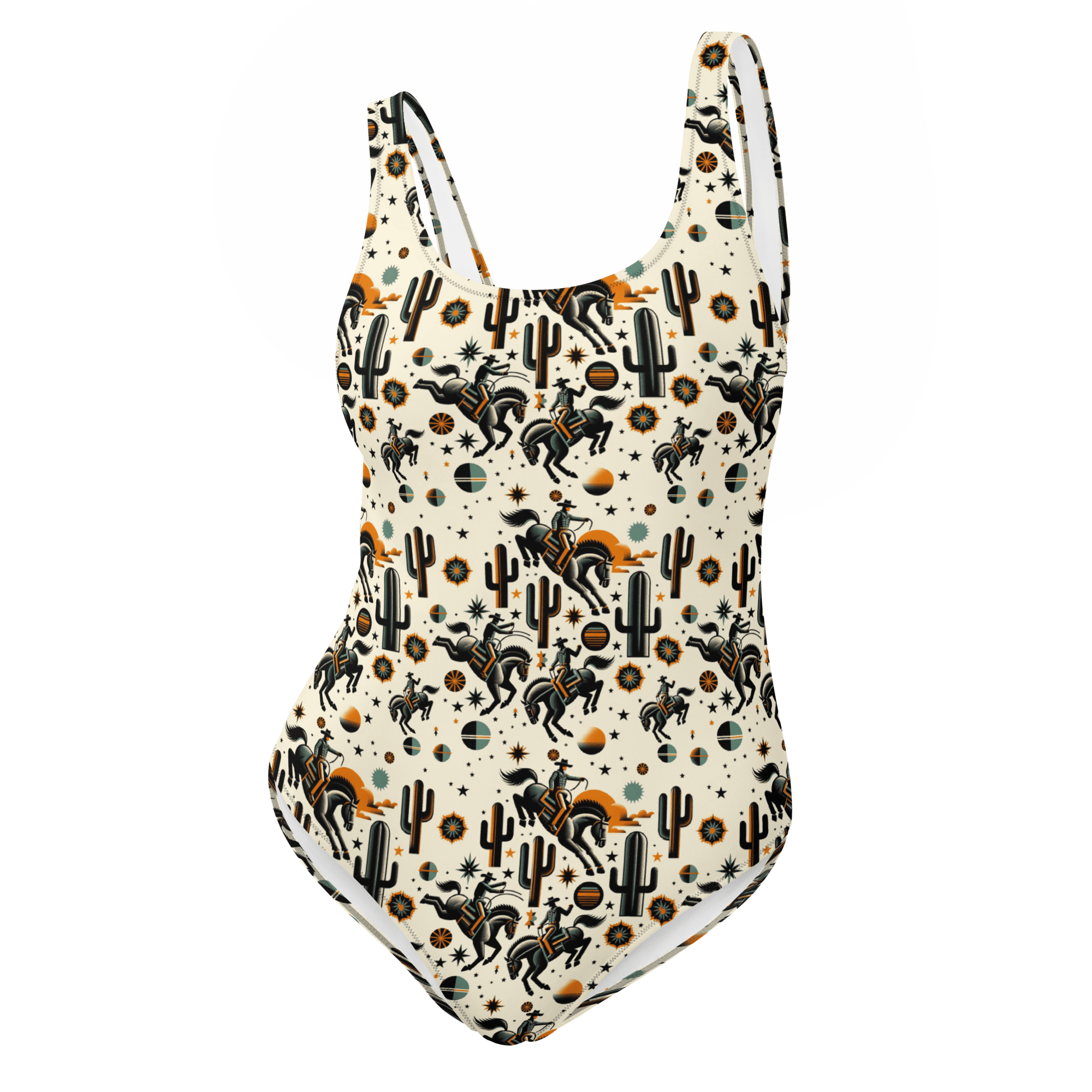 Texas Eclipse Outfitters XS Cosmic Rodeo: Bucking Space Bronco One-Piece Swimsuit