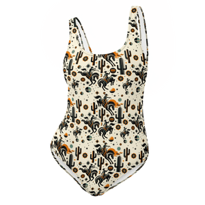 Texas Eclipse Outfitters XS Cosmic Rodeo: Bucking Space Bronco One-Piece Swimsuit