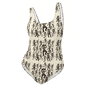 Texas Eclipse Outfitters XS Ghostly Hoedown: Dancing Cowboy Skeleton One-Piece Swimsuit