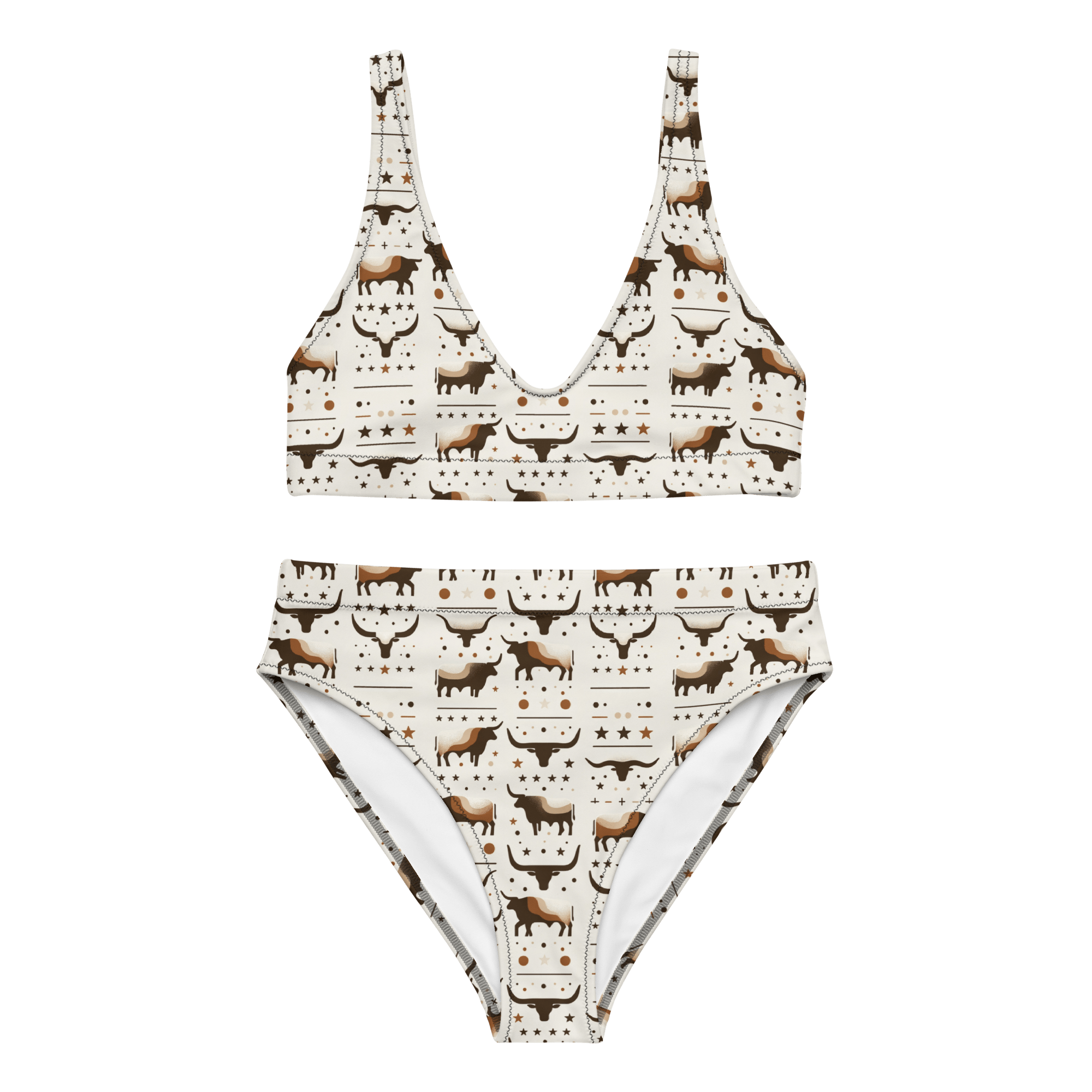 Texas Eclipse Outfitters XS Lone Star Legacy: Longhorn Steer High-Waisted Bikini