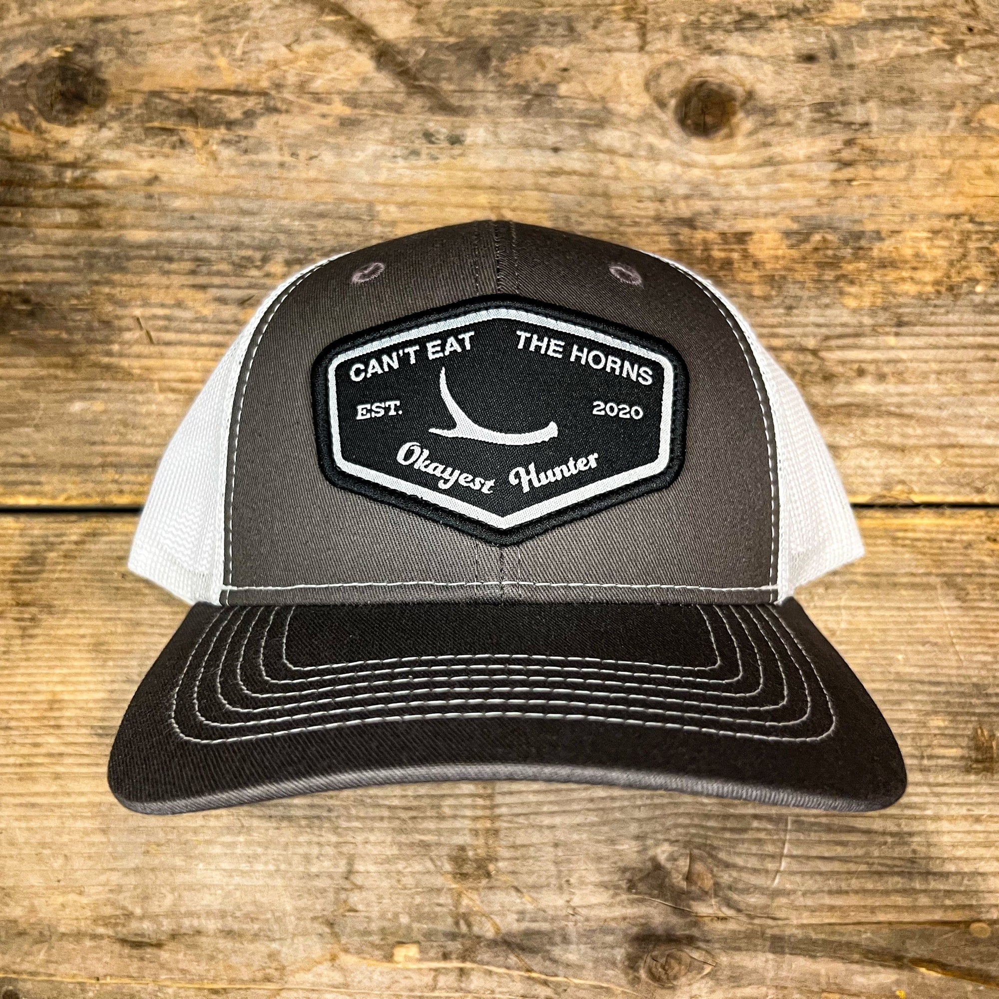 The Okayest Hunter Hats Can't Eat The Horns Charcoal / White Patch Hat