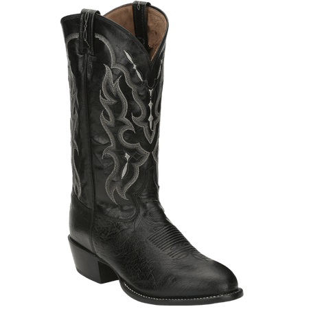 Tony Lama Men's Black Smooth Ostrich Round Toe Western Boots CT871