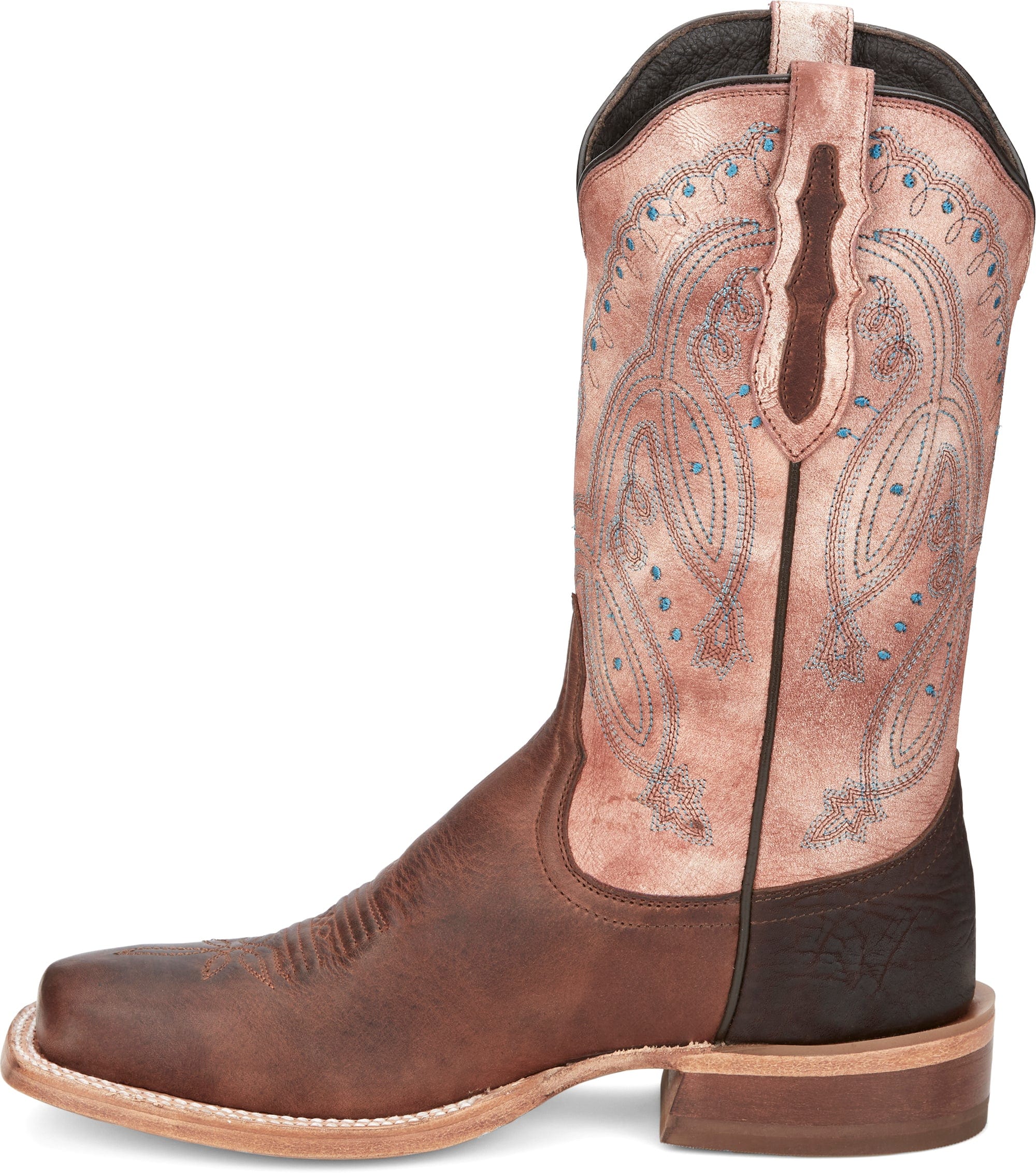 Tony Lama Women's Gabriella Dusty Rose/Cognac Wide Square Toe