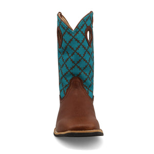 TWISTED X BOOTS Boots Twisted X Kids Brownie & Turquoise Top Hand Western Boot YTH0024